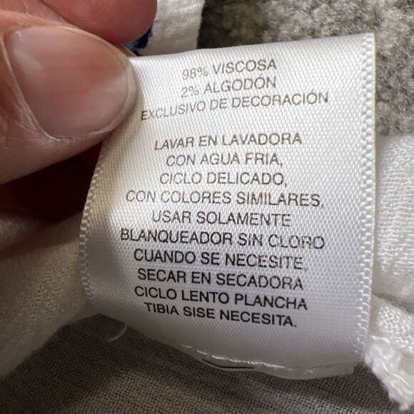 Hannah Plus Embroidered Peasant Blouse Top Womens 1X White Blue Beachy Boho - Picture 6 of 9